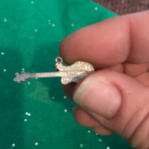 Sterling Silver Guitar Necklace Charm - Picture 4 of 4